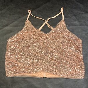 Lulus Sequins Crop Top